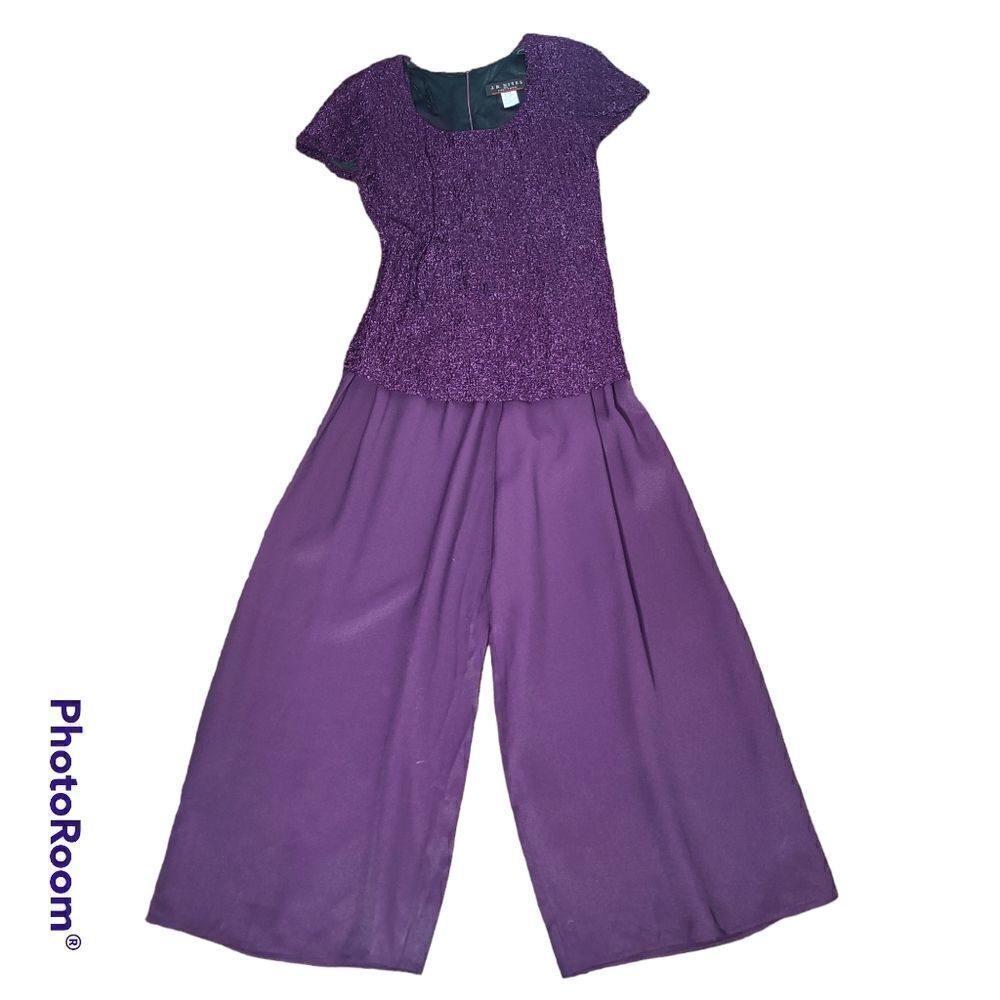 Vintage 80s Purple Super Wide Leg Jumpsuit